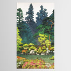 Resting at Dogo - Nature Ukiyo Landscape in Green, Orange, Red & Blue Tablecloth Gallery Image 2
