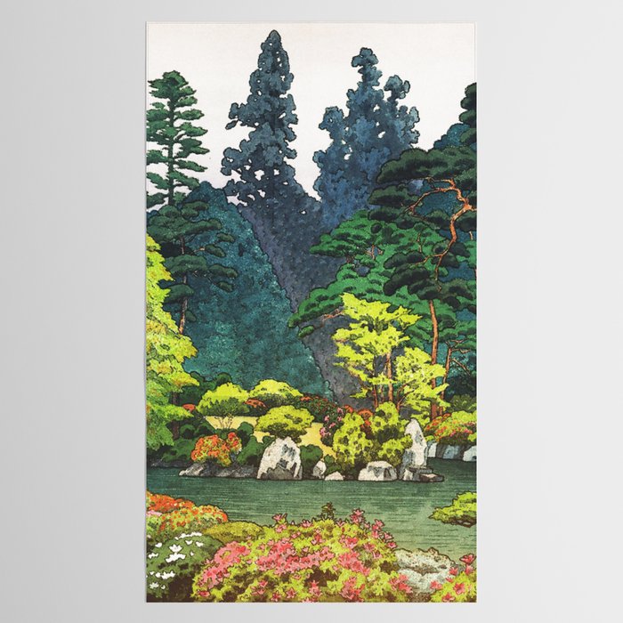 Resting at Dogo - Nature Ukiyo Landscape in Green, Orange, Red & Blue Tablecloth Gallery Image 2