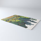 Resting at Dogo - Nature Ukiyo Landscape in Green, Orange, Red & Blue Rug Gallery Image 3