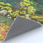 Resting at Dogo - Nature Ukiyo Landscape in Green, Orange, Red & Blue Rug Gallery Image 4