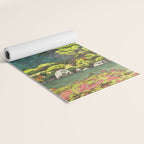 Resting at Dogo - Nature Ukiyo Landscape in Green, Orange, Red & Blue Yoga Mat Gallery Image 2