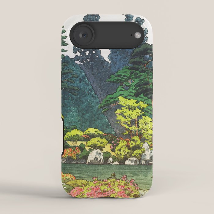Resting at Dogo - Nature Ukiyo Landscape in Green, Orange, Red & Blue iPhone Case Gallery Image 2