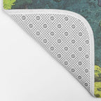 Resting at Dogo - Nature Ukiyo Landscape in Green, Orange, Red & Blue Bath Mat Gallery Image 2