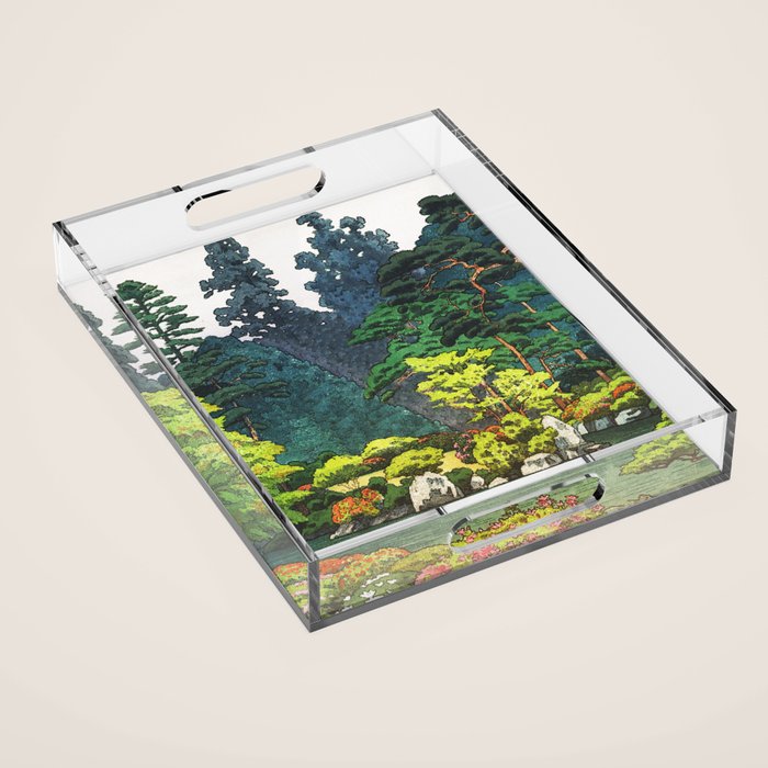 Resting at Dogo - Nature Ukiyo Landscape in Green, Orange, Red & Blue Acrylic Tray Gallery Image 1