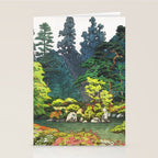 Resting at Dogo - Nature Ukiyo Landscape in Green, Orange, Red & Blue Stationery Card Gallery Image 2