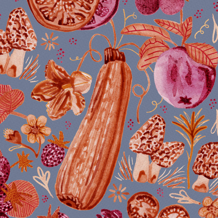 Garden Vegetables & Fresh Fruit in Grey & Rust Coffee Mug Gallery Image 2