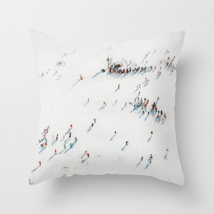 Aerial shot of ski resort Throw Pillow Gallery Image 1