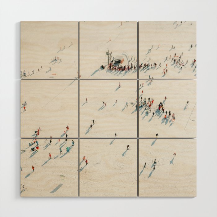Aerial shot of ski resort Wood Wall Art Gallery Image 1