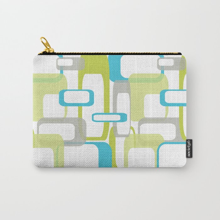 Mid-Century Modern Rectangle Design Blue Green and Gray Carry All Pouch Gallery Image 1