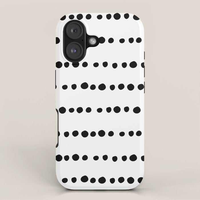 Spotted, Mudcloth, White and Black, Boho Print iPhone Case Gallery Image 1