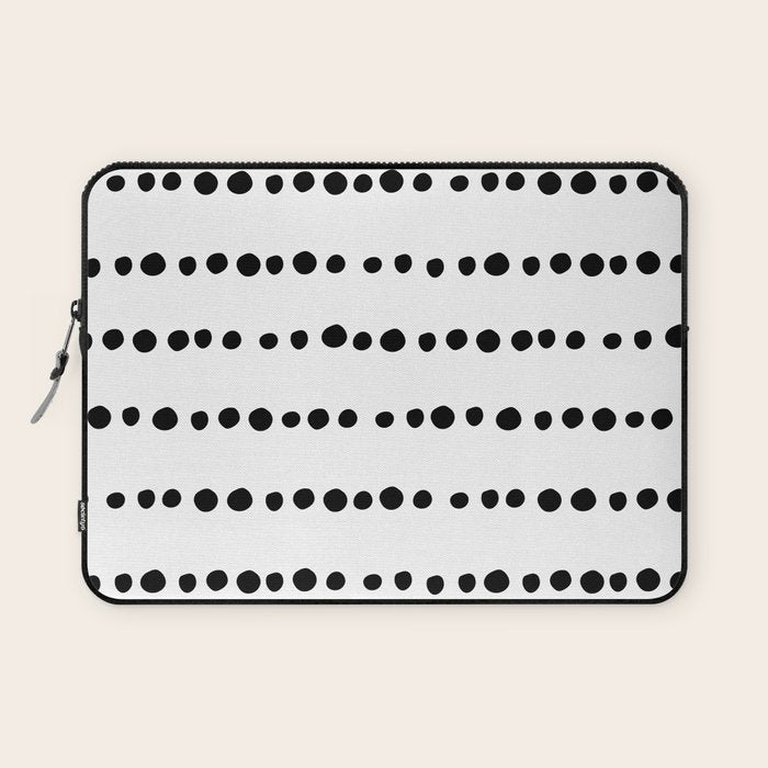 Spotted, Mudcloth, White and Black, Boho Print Laptop Sleeve Gallery Image 1