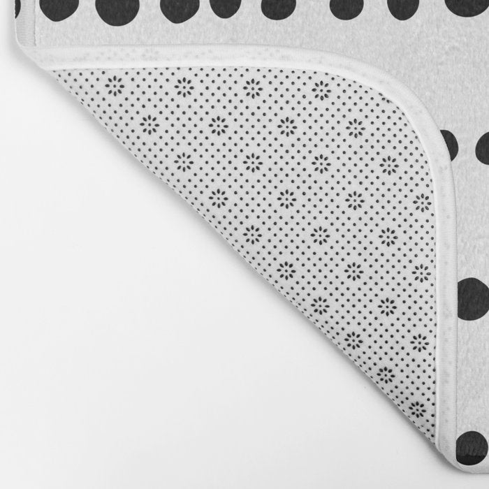 Spotted, Mudcloth, White and Black, Boho Print Bath Mat Gallery Image 2