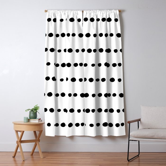 Spotted, Mudcloth, White and Black, Boho Print Window Curtain Gallery Image 5