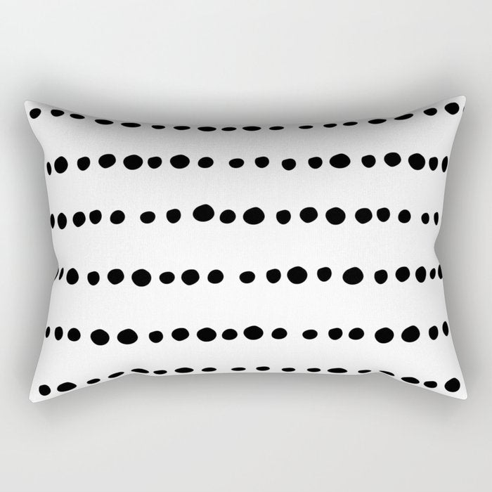 Spotted, Mudcloth, White and Black, Boho Print Rectangular Pillow Gallery Image 1