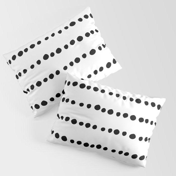 Spotted, Mudcloth, White and Black, Boho Print Pillow Sham Gallery Image 3