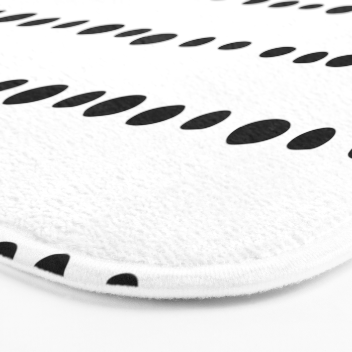 Spotted, Mudcloth, White and Black, Boho Print Bath Mat Gallery Image 3