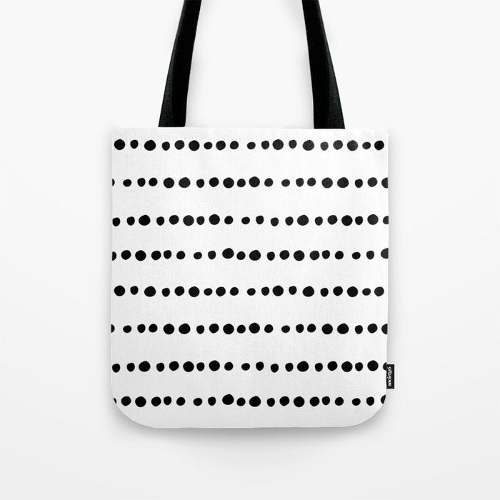 Spotted, Mudcloth, White and Black, Boho Print Tote Bag Gallery Image 1