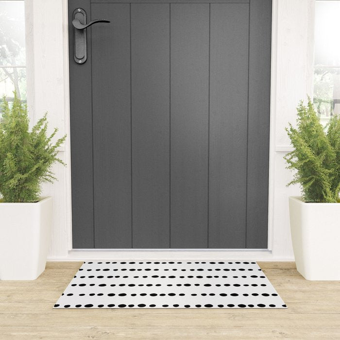 Spotted, Mudcloth, White and Black, Boho Print Welcome Mat Gallery Image 3