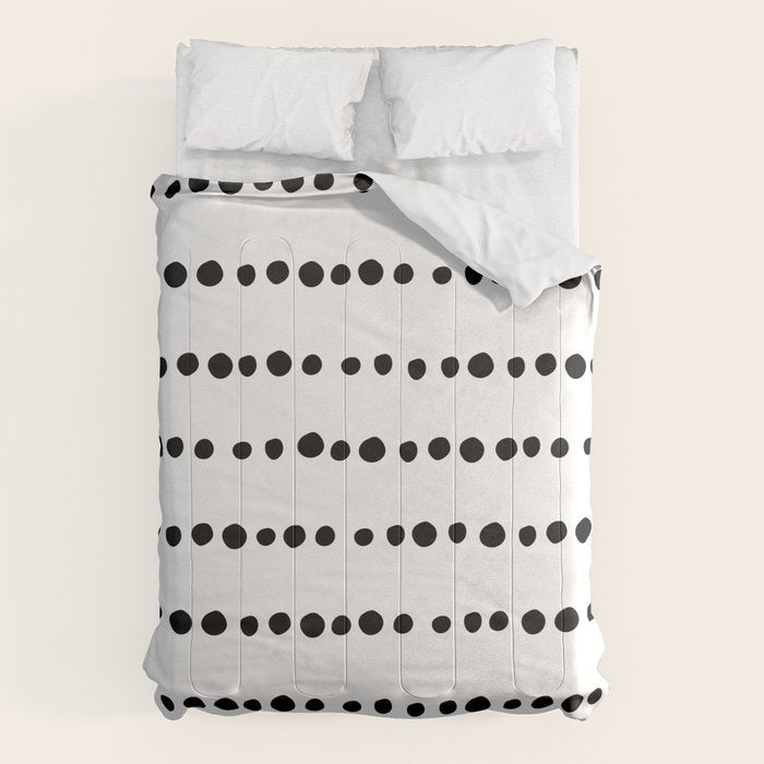 Spotted, Mudcloth, White and Black, Boho Print Comforter Gallery Image 6