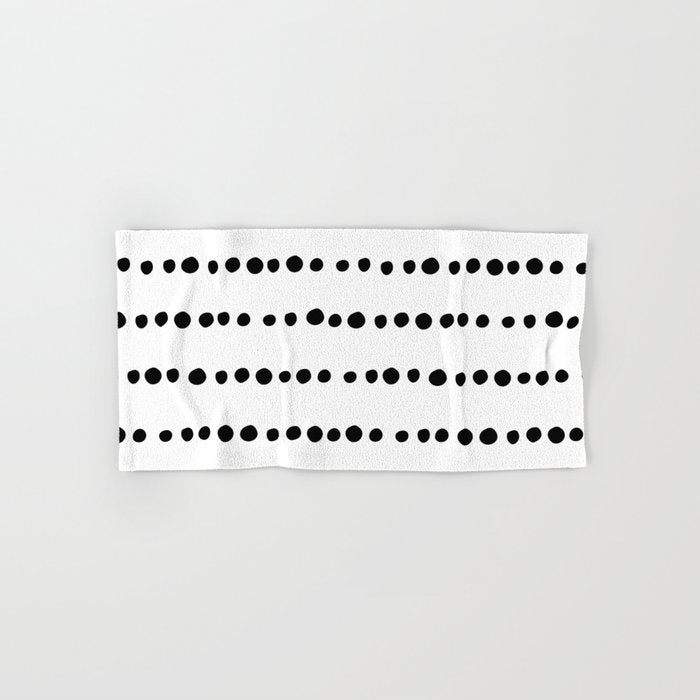 Spotted, Mudcloth, White and Black, Boho Print Bath Towel Gallery Image 1