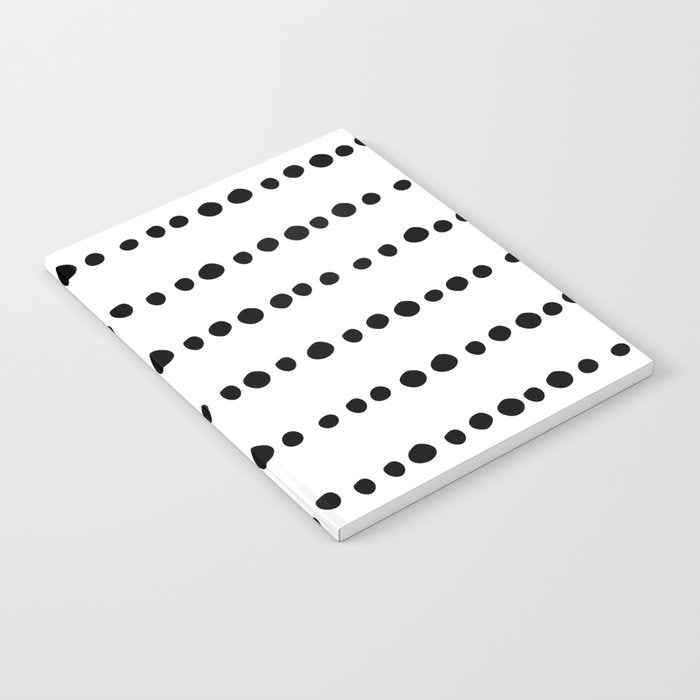 Spotted, Mudcloth, White and Black, Boho Print Notebook Gallery Image 2