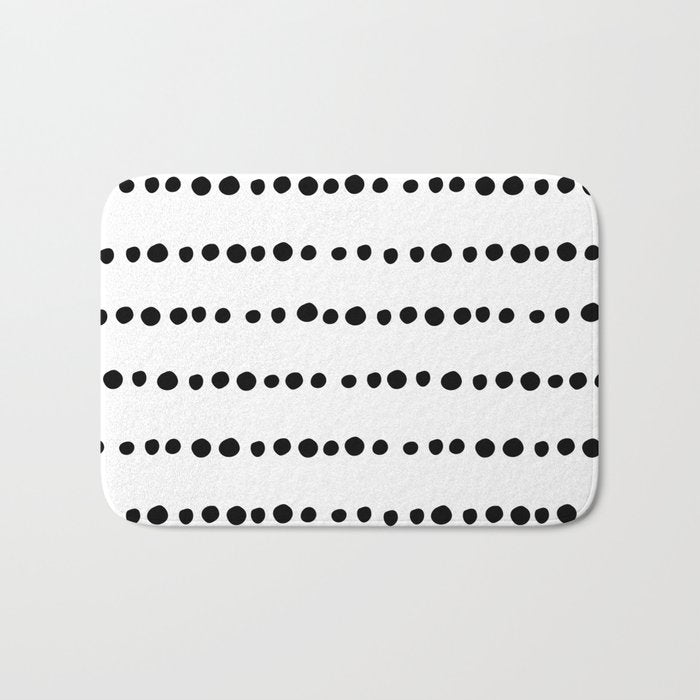 Spotted, Mudcloth, White and Black, Boho Print Bath Mat Gallery Image 1