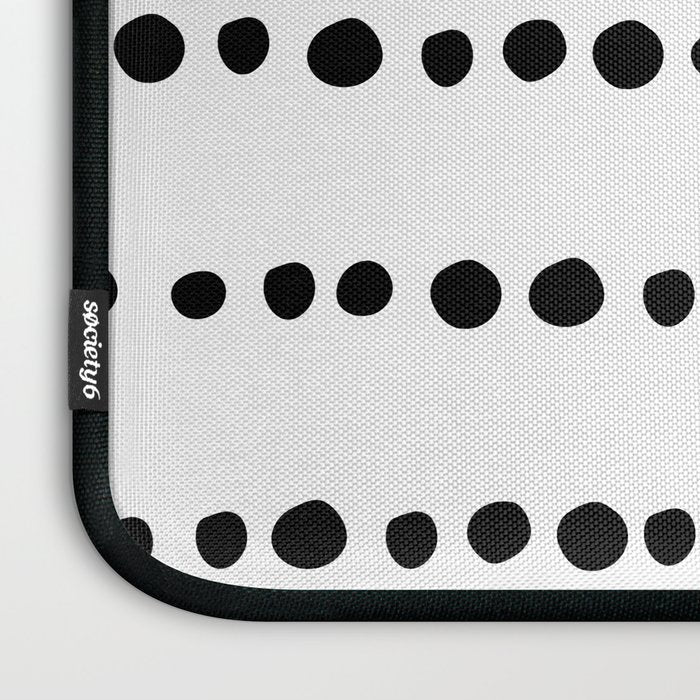 Spotted, Mudcloth, White and Black, Boho Print Laptop Sleeve Gallery Image 3
