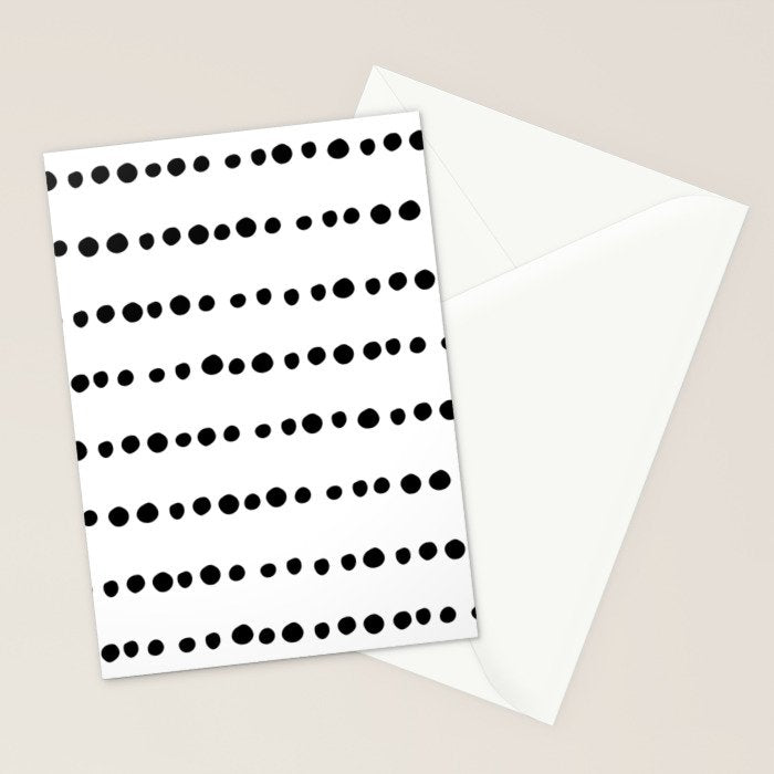 Spotted, Mudcloth, White and Black, Boho Print Stationery Card Gallery Image 2