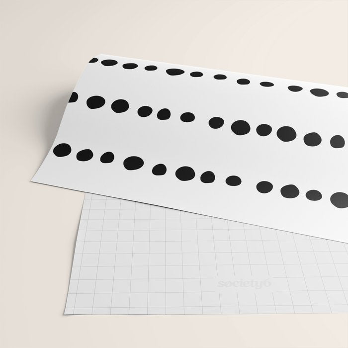 Spotted, Mudcloth, White and Black, Boho Print Wrapping Paper Gallery Image 2