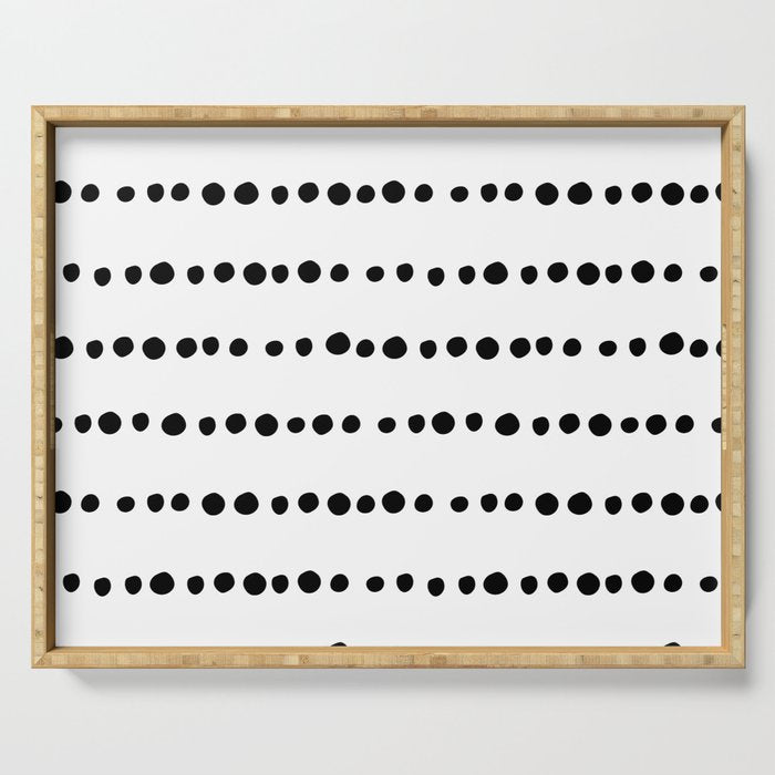 Spotted, Mudcloth, White and Black, Boho Print Serving Tray Gallery Image 1