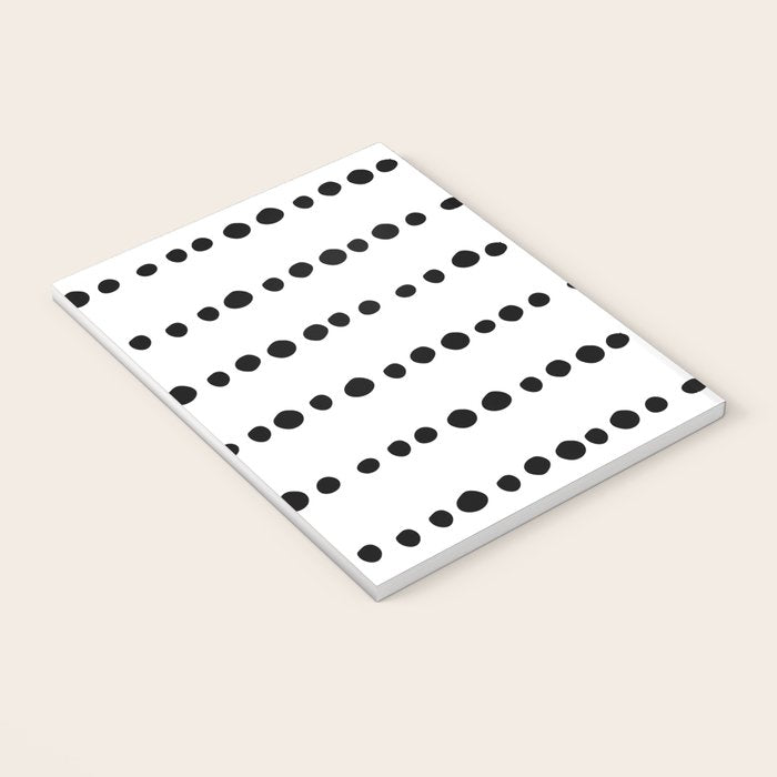 Spotted, Mudcloth, White and Black, Boho Print Notebook Gallery Image 3