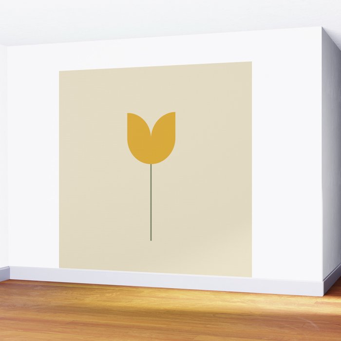 Vintage Tulip Minimalism - Yellow Wall Mural Gallery Image 2