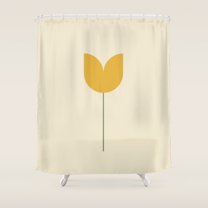Vintage Tulip Minimalism - Yellow Shower Curtain Gallery Image 1