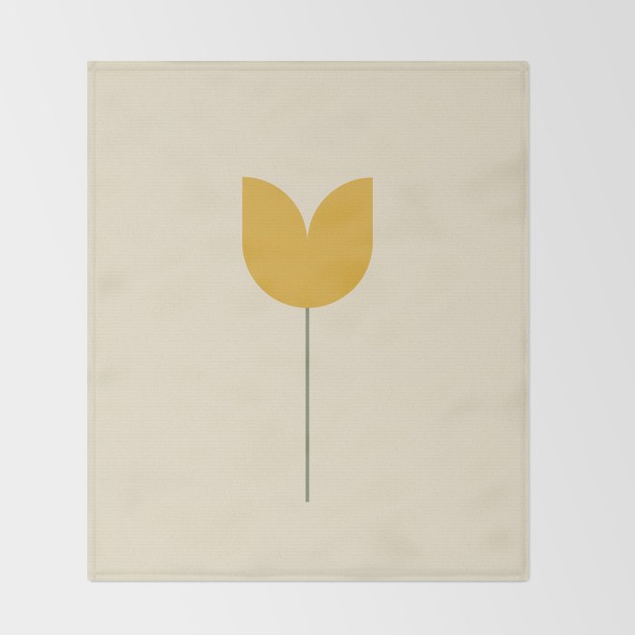 Vintage Tulip Minimalism - Yellow Throw Blanket Gallery Image 2