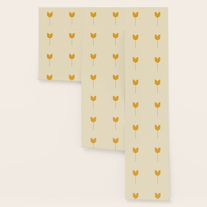 Vintage Tulip Minimalism - Yellow Wallpaper Gallery Image 3