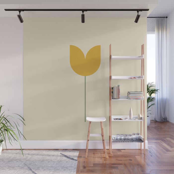 Vintage Tulip Minimalism - Yellow Wall Mural Gallery Image 1