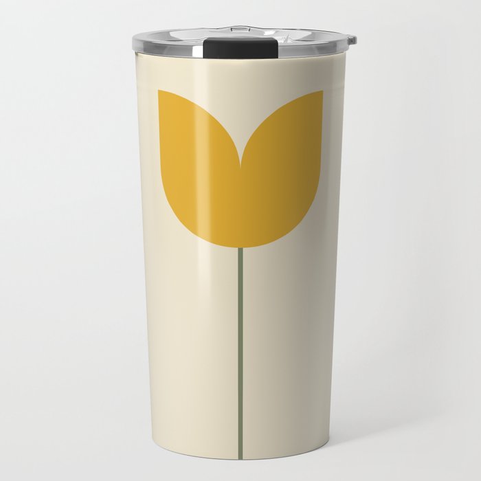 Vintage Tulip Minimalism - Yellow Travel Mug Gallery Image 1