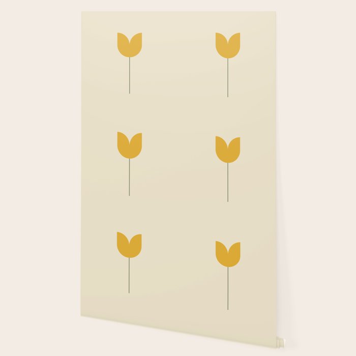 Vintage Tulip Minimalism - Yellow Wallpaper Gallery Image 2