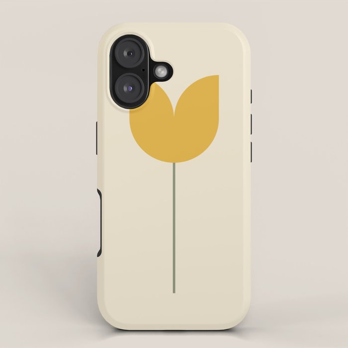 Vintage Tulip Minimalism - Yellow iPhone Case Gallery Image 1