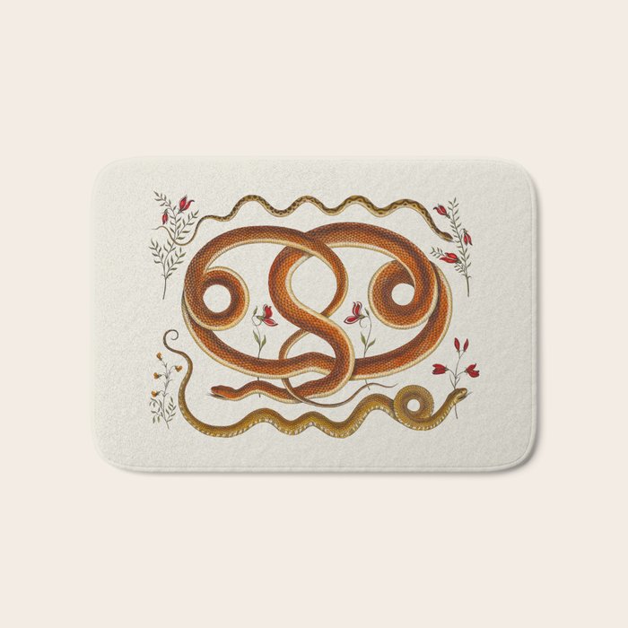 Albertus Seba Snakes Flowers Engraving ii Bath Mat Gallery Image 1