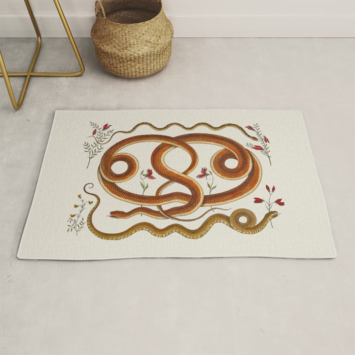 Albertus Seba Snakes Flowers Engraving ii Rug Gallery Image 1