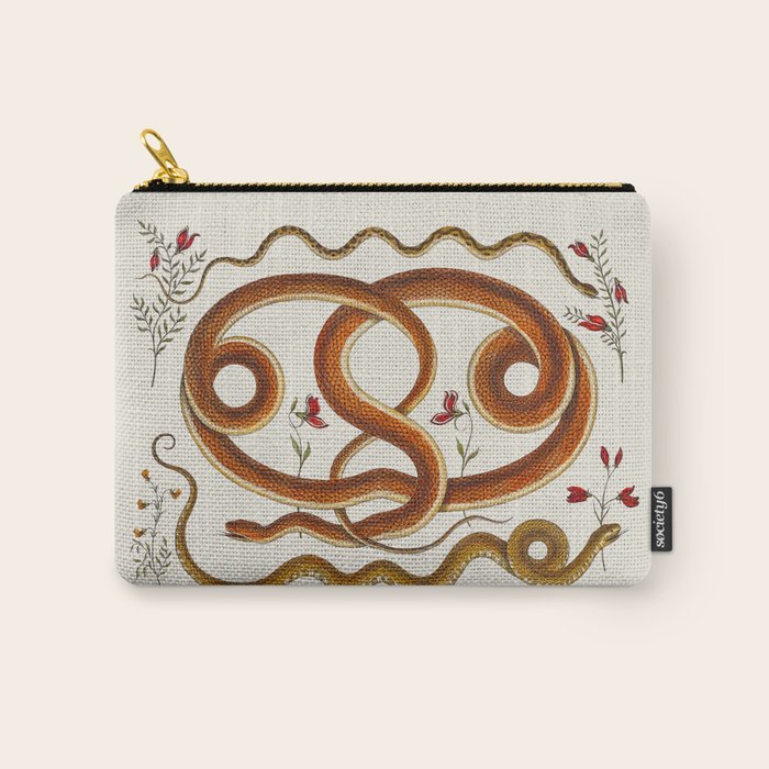 Albertus Seba Snakes Flowers Engraving ii Carry All Pouch Gallery Image 1