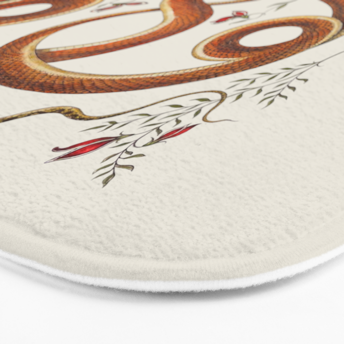 Albertus Seba Snakes Flowers Engraving ii Bath Mat Gallery Image 3