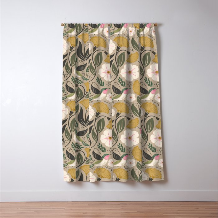 Hummingbird and Flowers Window Curtain Gallery Image 3