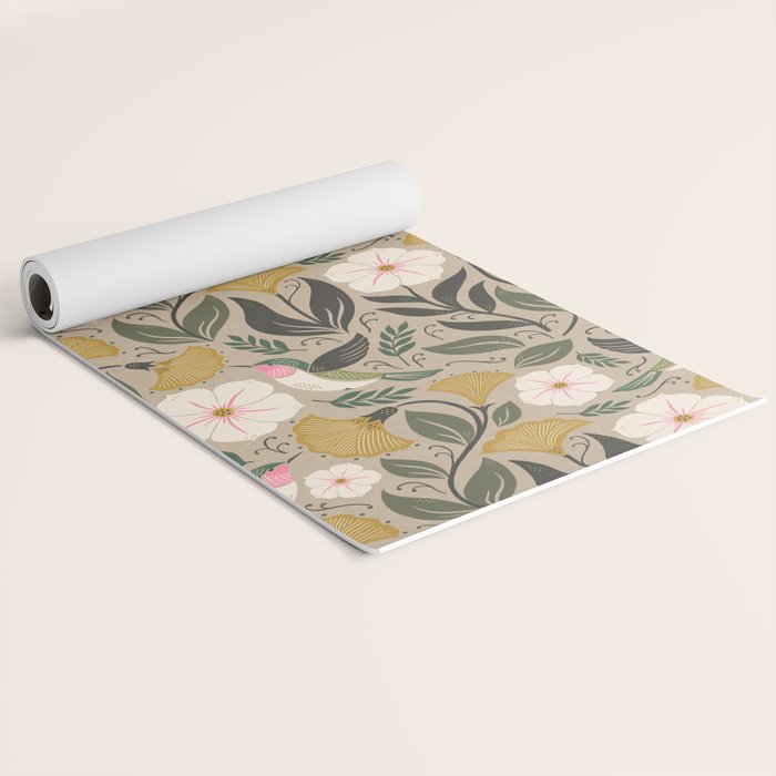 Hummingbird and Flowers Yoga Mat Gallery Image 2