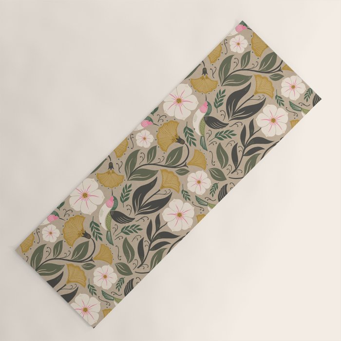 Hummingbird and Flowers Yoga Mat Gallery Image 1