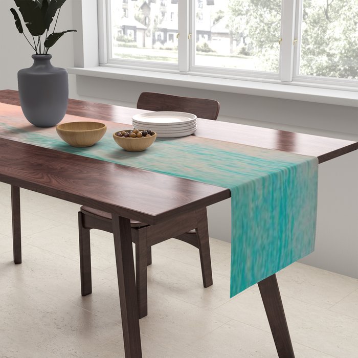 Beautiful: Aqua, Turquoise, Pink, Sunset Relaxing, Peaceful, Coastal Seashore Table Runner Gallery Image 2