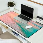 Beautiful: Aqua, Turquoise, Pink, Sunset Relaxing, Peaceful, Coastal Seashore Desk Mat Gallery Image 2