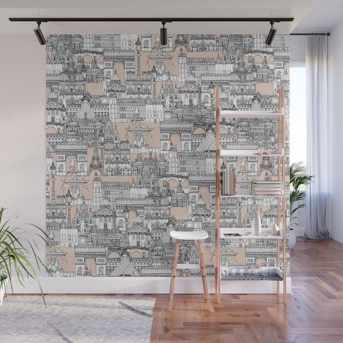 Paris toile sugar pink Wall Mural Gallery Image 1