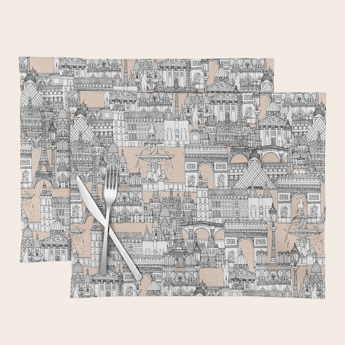 Paris toile sugar pink Placemat Gallery Image 1